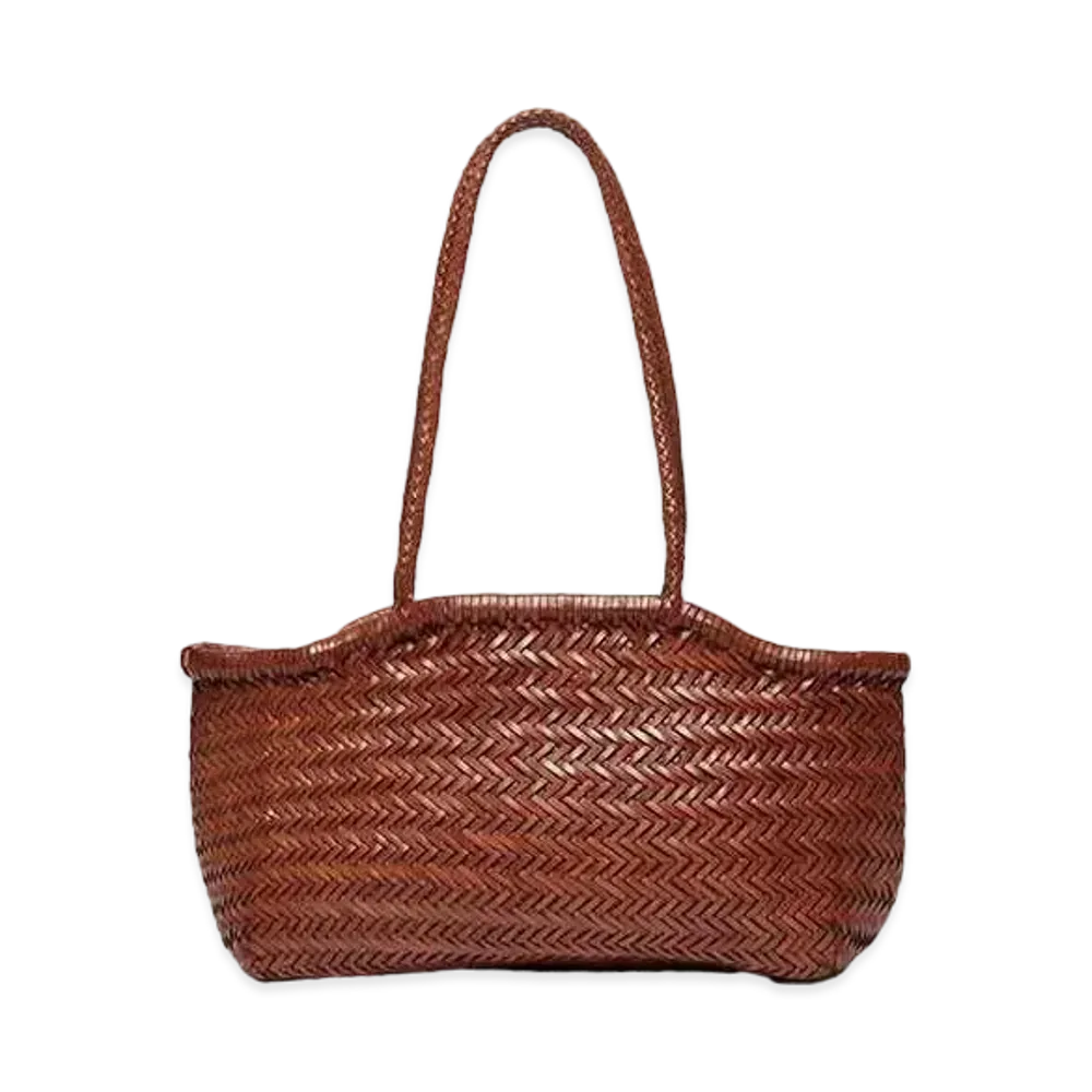 Max Mara Giuditta Leather Shopping Tote "Tobacco Brown"