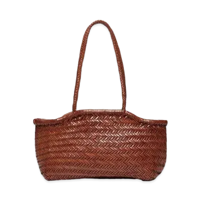 Max Mara Giuditta Leather Shopping Tote "Tobacco Brown"
