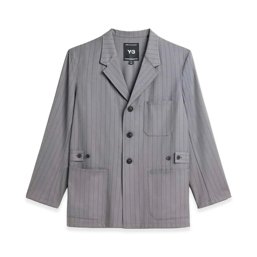 Y-3 Pinstripe Refined Wool Chore Coat "Grey"