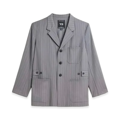 Y-3 Pinstripe Refined Wool Chore Coat "Grey"