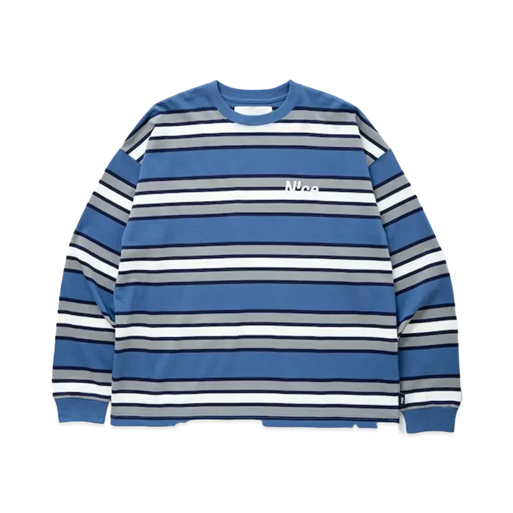 N!ce Border Long Sleeve Tee "Blue"