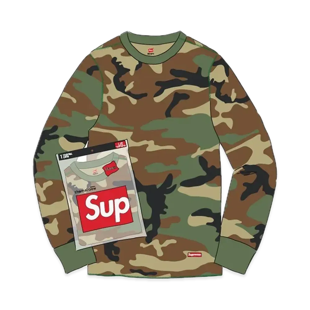 Supreme x Hanes Thermal Crew (1 Pack) "Camo" (19FW)