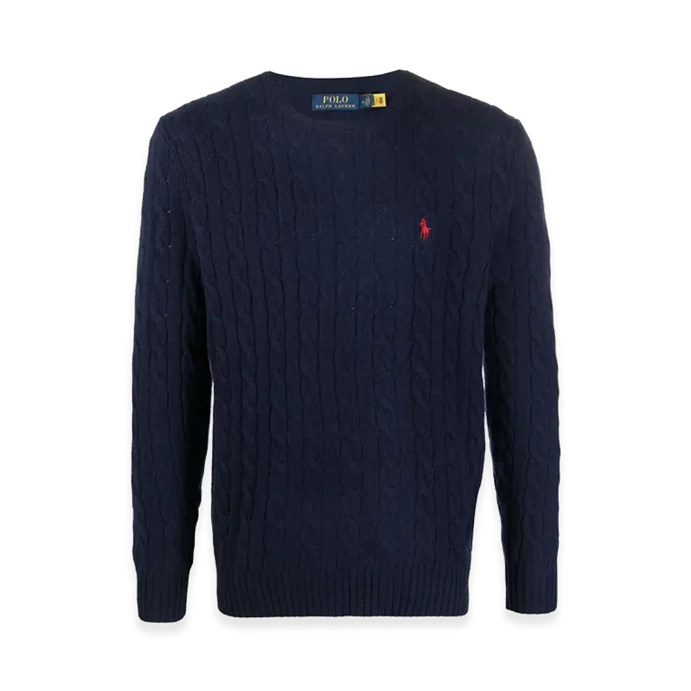 Polo Ralph Lauren Wool And Cashmere Crewneck Sweater With Logo "Navy"