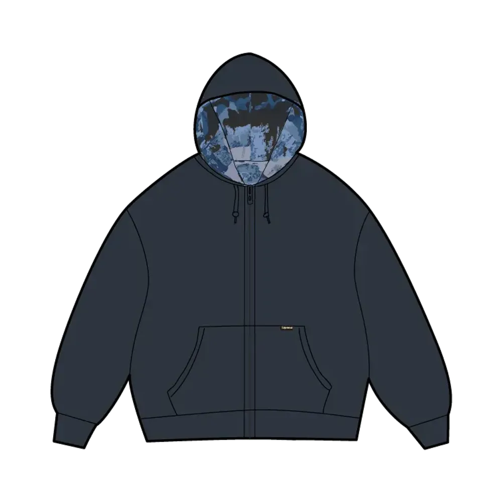 Supreme Reversible Work Zip Up Hooded Sweatshirt "Navy"