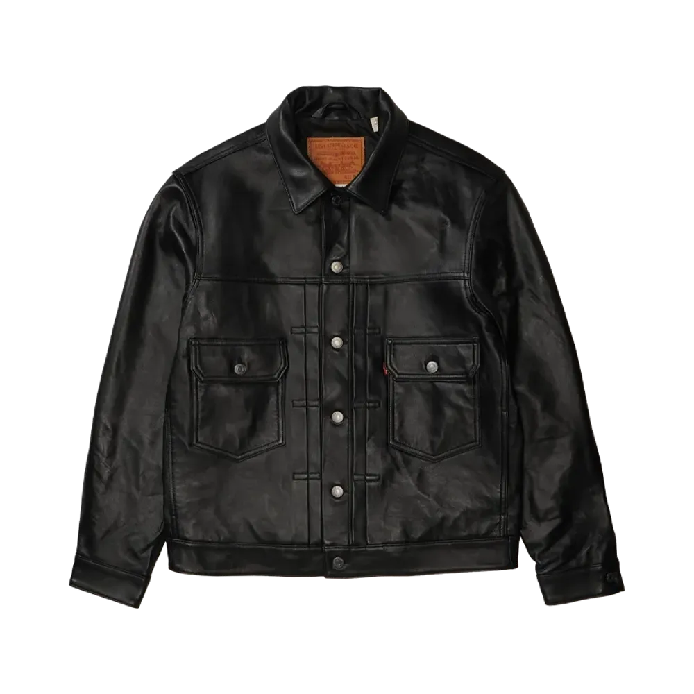 Levi's Premium Black Type ll Trucker Leather Jacket "Black"