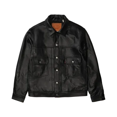 Levi's Premium Black Type ll Trucker Leather Jacket "Black"