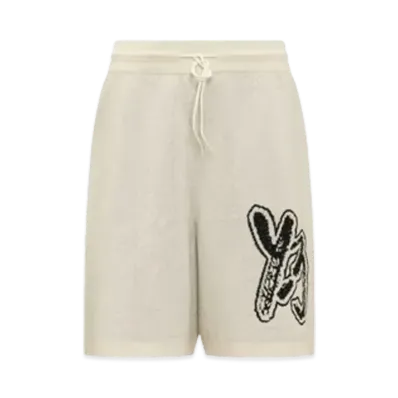Y-3 Brush Logo Knit Short Pants "Off White"