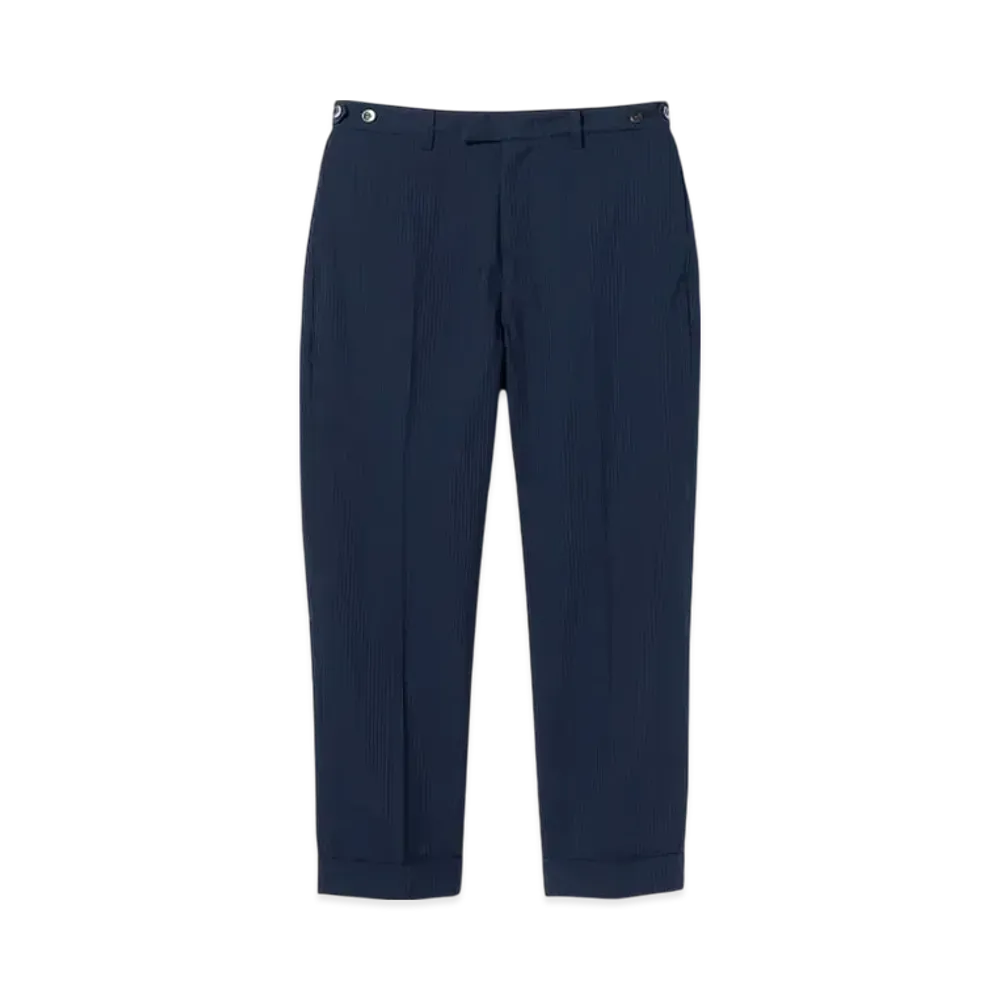 BEAMS IVY Trousers Ankle Cut Seersucker "Navy"