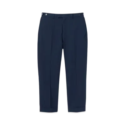 BEAMS IVY Trousers Ankle Cut Seersucker "Navy"