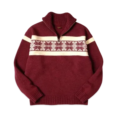 KAPITAL 5G Wool Snow Pattern Half Zip Sweater "Wine"