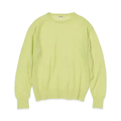 AURALEE Kid Mohair Sheer Knit P/O "Lime Yellow"