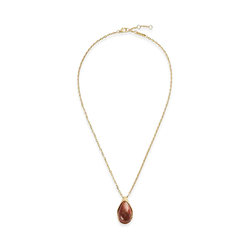 Bottega Veneta Drop Marble Pendant Necklace "Red Marble"