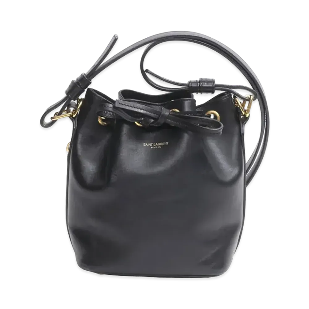 Saint Laurent Emanuelle Leather Bucket 2WAY Bag "Black"