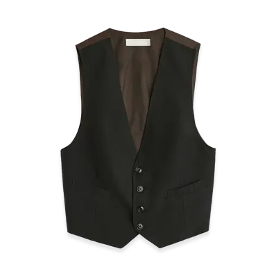 OUR LEGACY Classic Waistcoat "Soot Black Techflax"