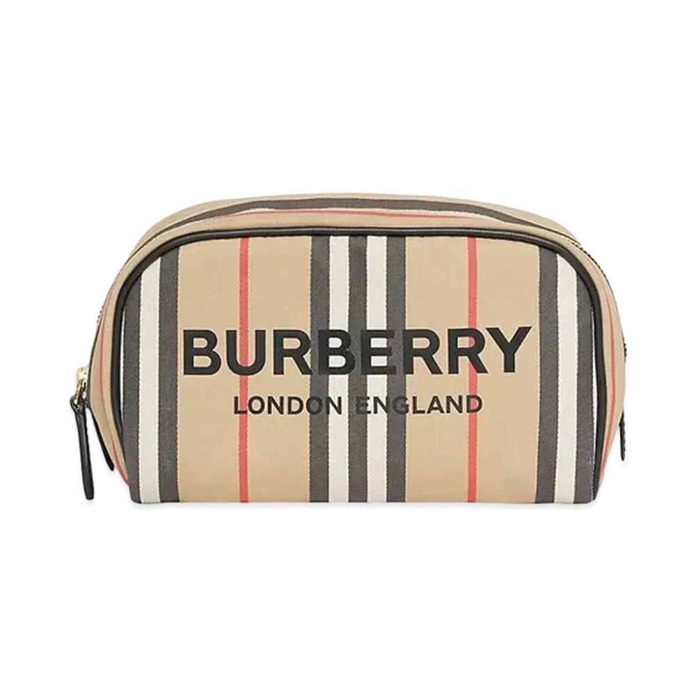 Burberry Small Icon Stripe ECONYL Travel Pouch "Archive Beige"