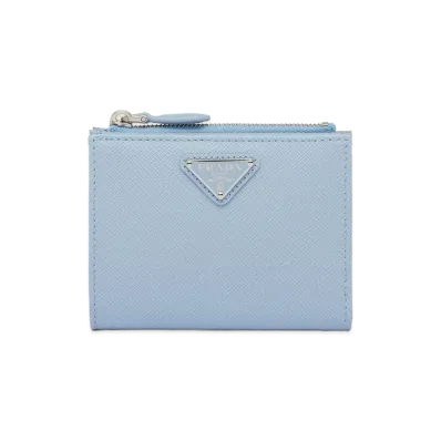 PRADA Saffiano Triangle Wallet "Pale Blue"