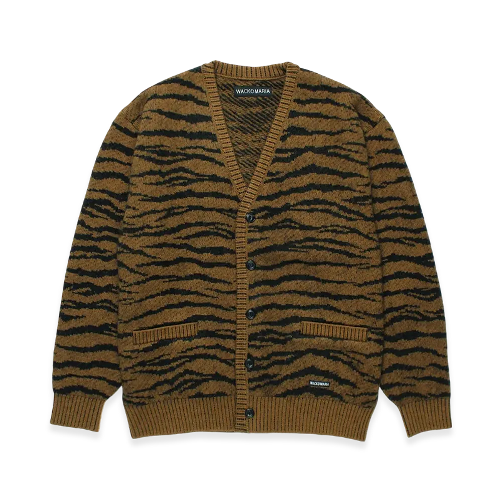 WACKO MARIA Tiger Mohair Jacquard Knit Cardigan "Brown"