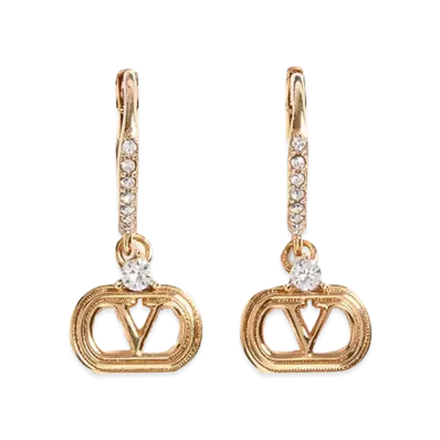 Valentino Women's V Logo Signature Earrings "Gold"