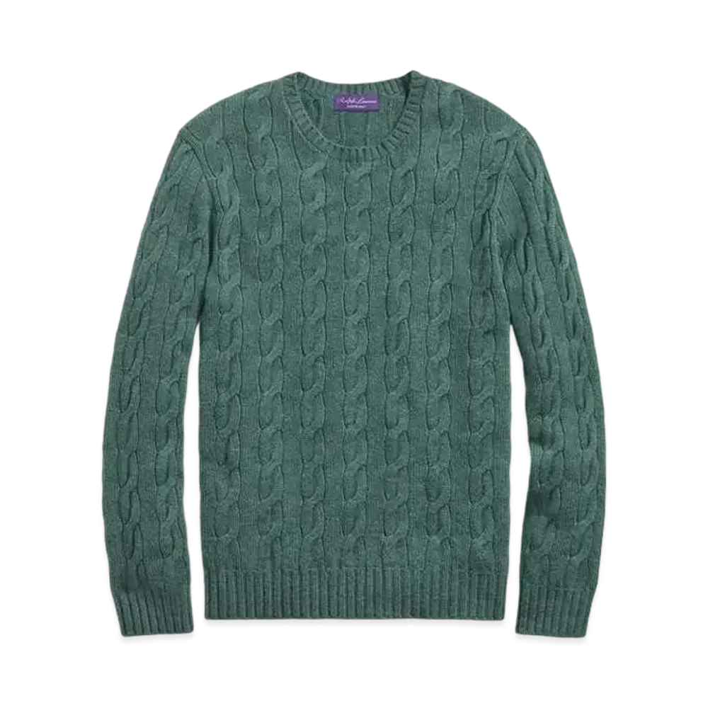 Ralph Lauren Purple Label Cable Knit Cashmere Sweater "Green"