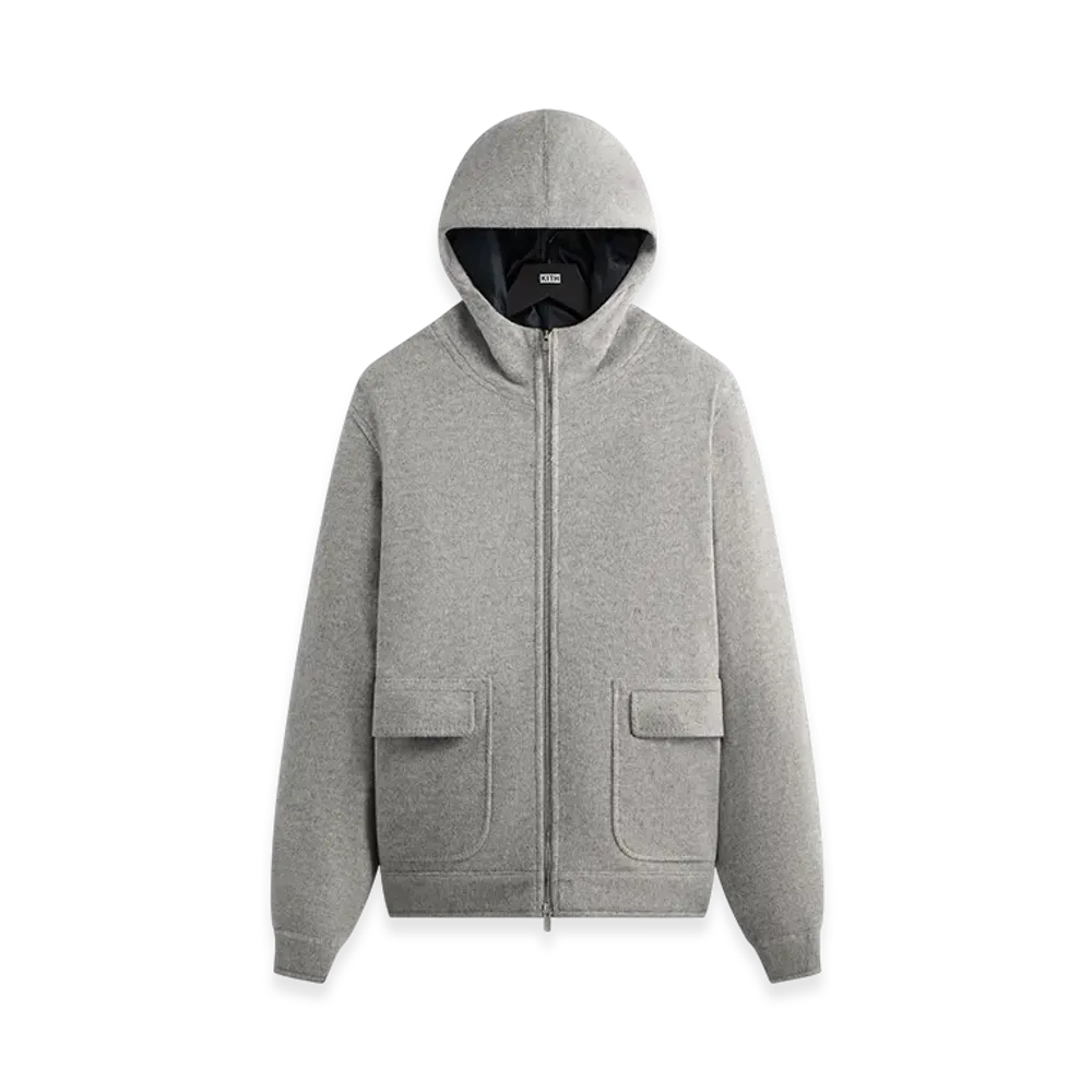 Kith Brushed Selfridge Zip Up Hoodie "Medium Heather Grey"