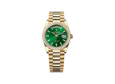 ROLEX Day-Date 36mm Yellow Gold Diamond 128348RBR "Bright Green"