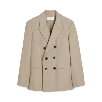 AMI PARIS Wool Backslit Double-Breasted Jacket "Gingembre"
