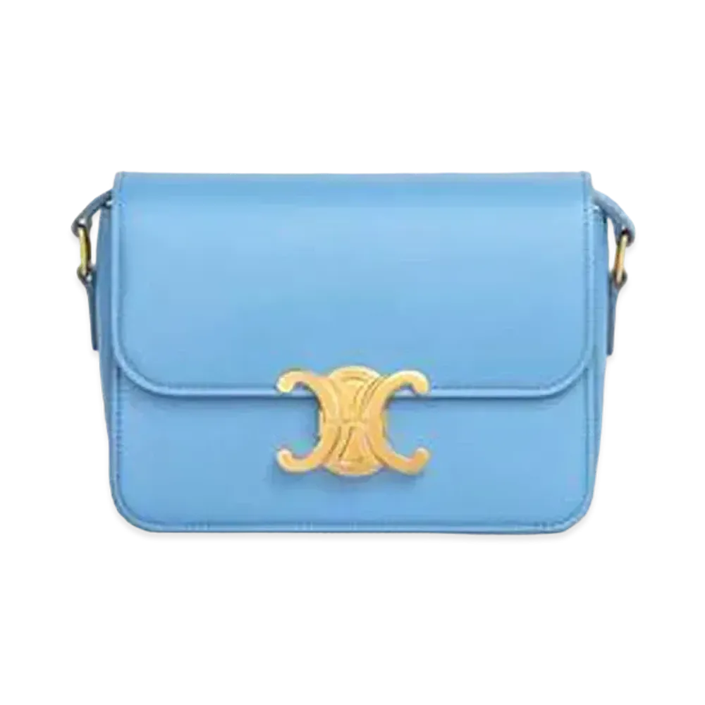 CELINE Teen Triomphe Bag in Shiny Calfskin "Azure"
