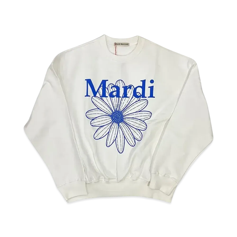 Mardi Mercredi Sweatshirt Flowermardi "White Vividblue"