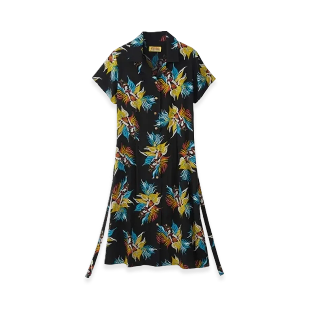 HYSTERIC GLAMOUR Tropic Ladyland Pattern Aloha Dress "Black"