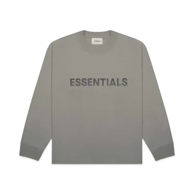 FEAR OF GOD ESSENTIALS Boxy Long Sleeve T-Shirt Applique Logo "Cement"