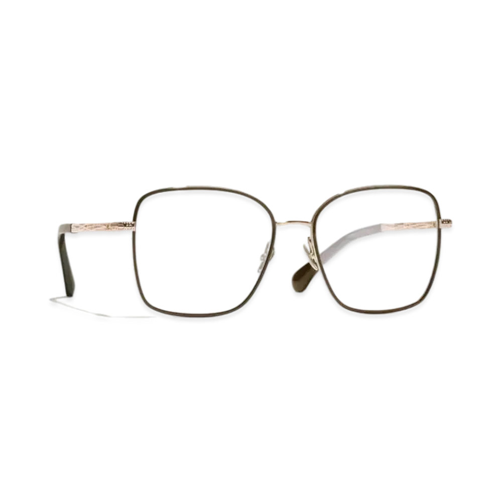CHANEL Square Eyeglasses Acetate & Metal "Beige/Pink/Gold"