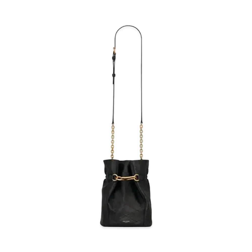 SAINT LAURENT Le Maillon Hook Bucket Bag In Supple Leather "Black"