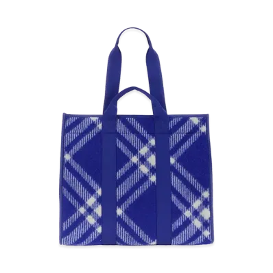 Burberry Embroidered Fabric Knight Shopping Bag "Azure"