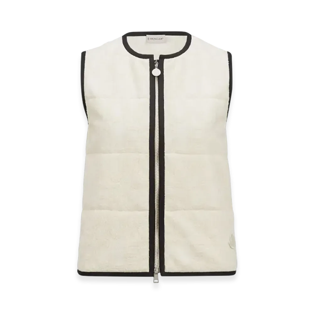 MONCLER Terry Cloth Logo Jacquard Padded Gilet "White"