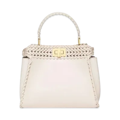 FENDI Peekaboo Mini Leather Bag With Interlacing "Pink/Camellia"