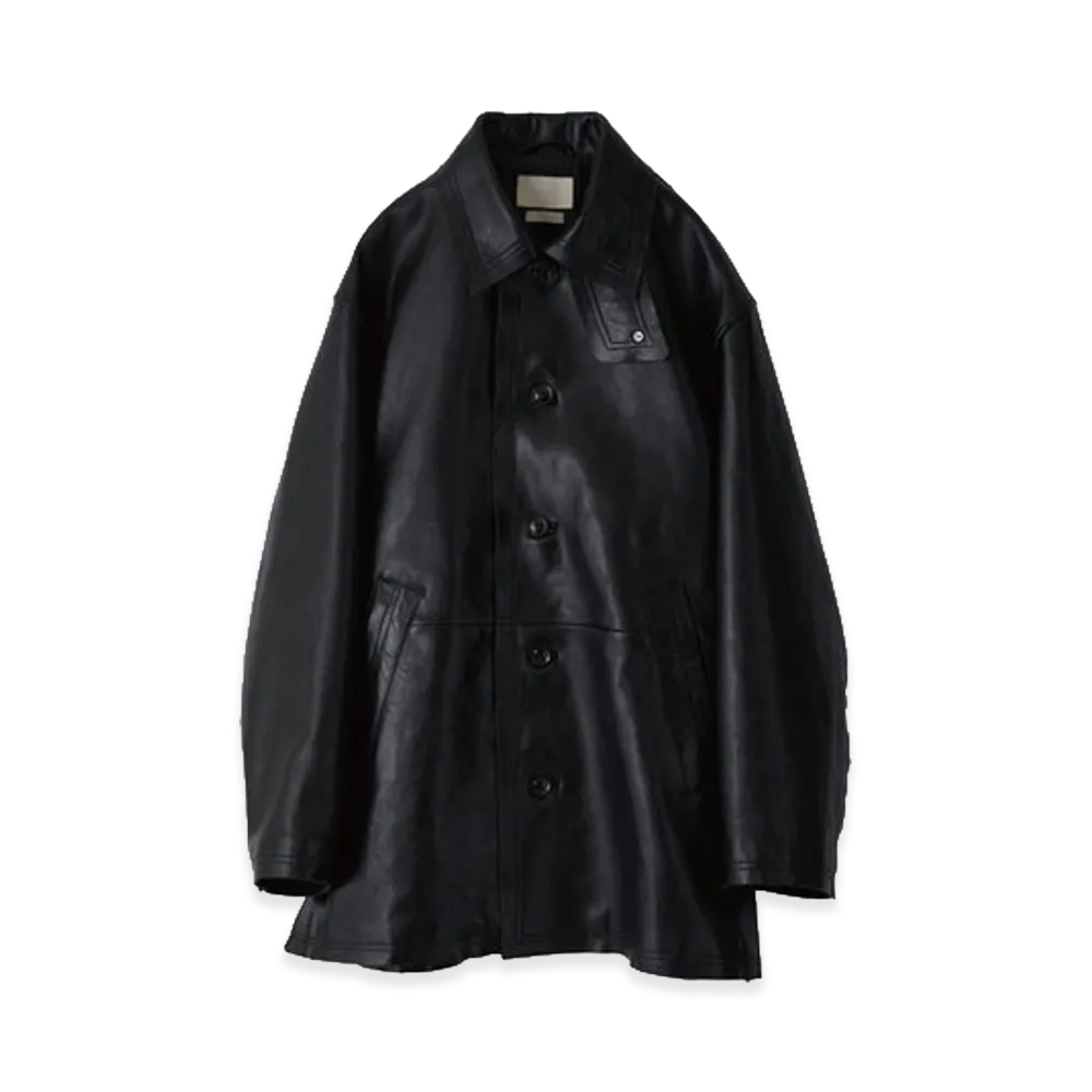 YOKE Sheep Leather Cut Off Car Coat "Black"