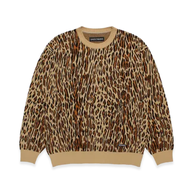WACKO MARIA Leopard Jacquard Knit Sweater "Beige"