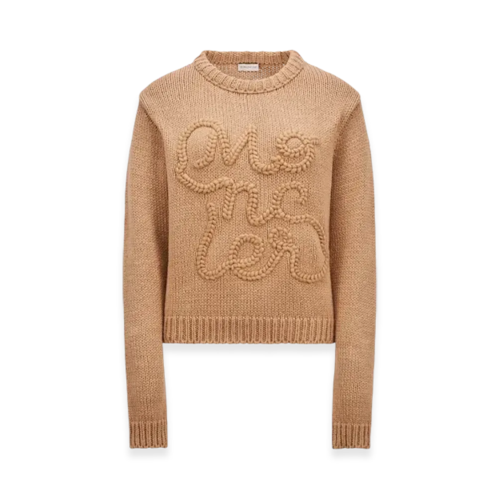 MONCLER Embroidered Logo Cotton Jumper "Beige"
