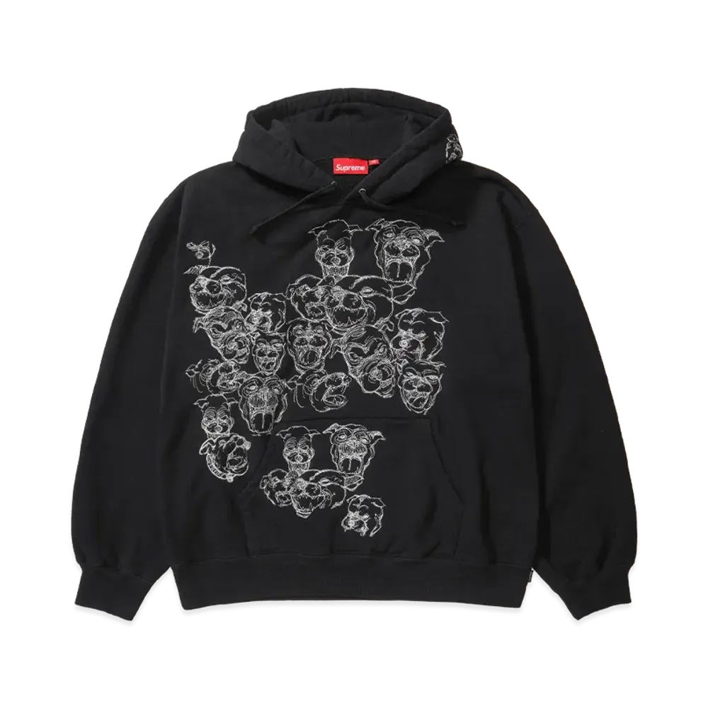 Supreme Pitbulls Embroidered Hooded Sweatshirt "Black"