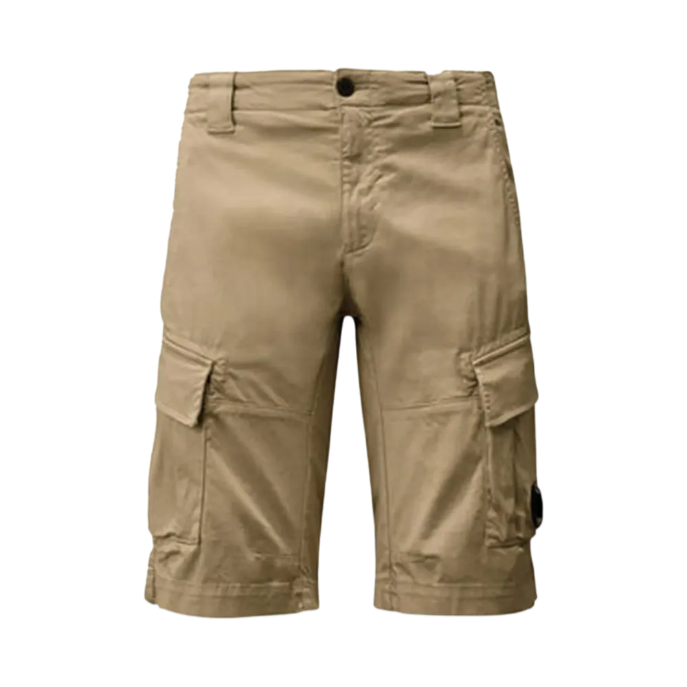 C.P. Company Stretch Sateen Cargo Shorts "Vintage Khaki Beige"