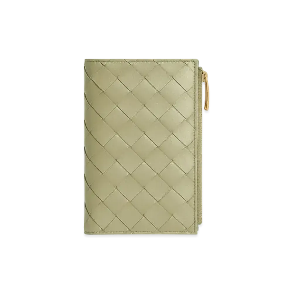 Bottega Veneta Intrecciato Medium Bi-Fold Wallet "Travertine/New Sauge"