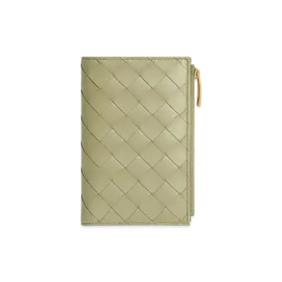 Bottega Veneta Intrecciato Medium Bi-Fold Wallet "Travertine/New Sauge"