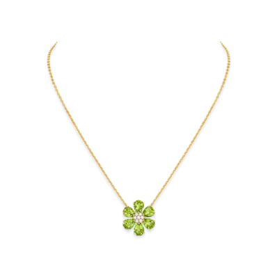 Van Cleef & Arpels Fleurette pendant "18K Yellow gold/Diamond/Peridot"