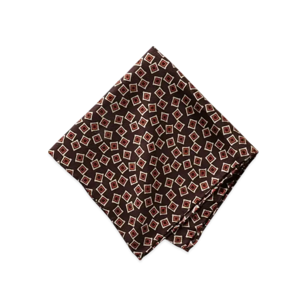 BEAMS BEAMS PLUS / Pocket Chief Square Fine Pattern Print "Brown"