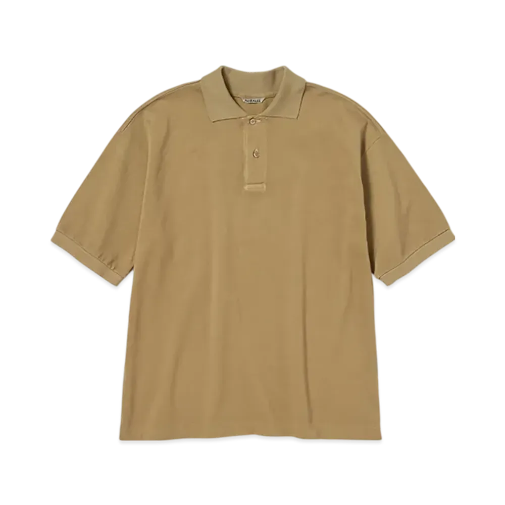 AURALEE Pima Cotton Heavy Pique Polo "Khaki Beige"