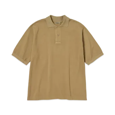 AURALEE Pima Cotton Heavy Pique Polo "Khaki Beige"