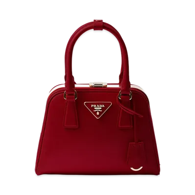 PRADA Pyramid Saffiano Leather Mini Bag "Cherry Red"
