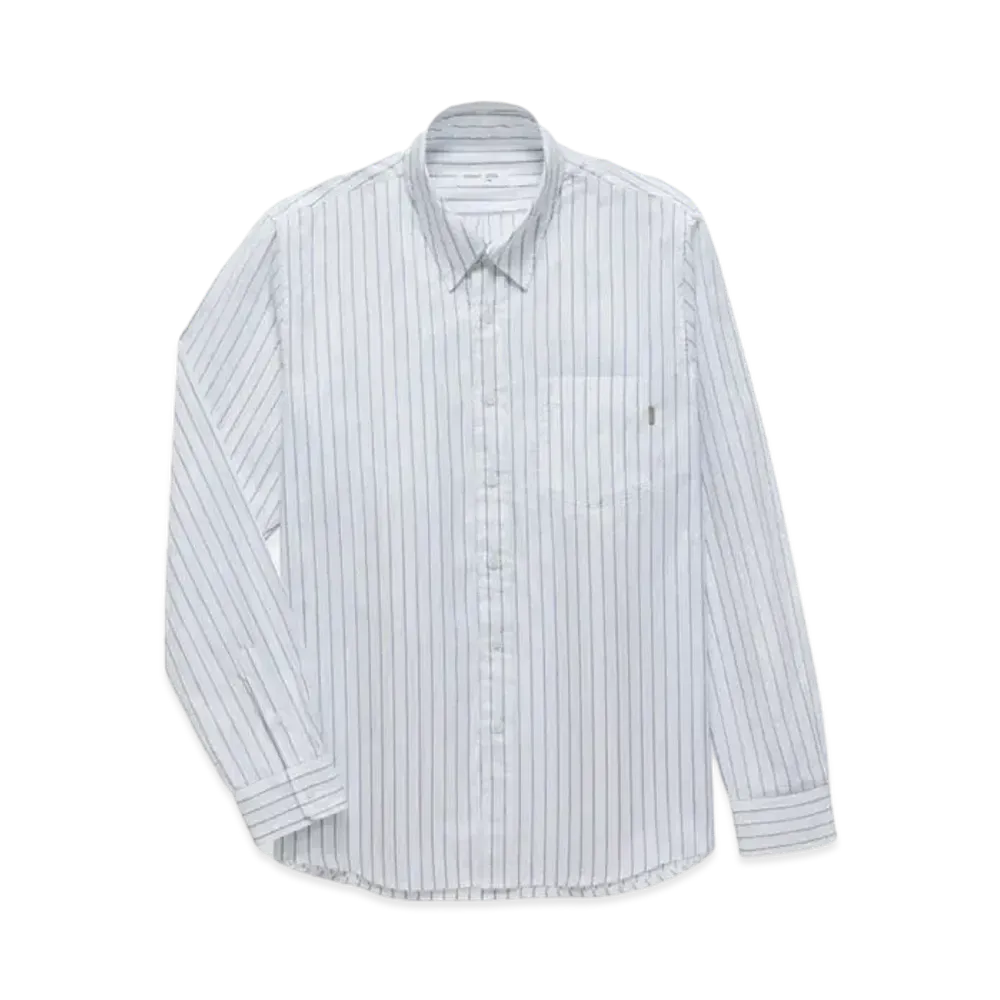 JJJJound Striped Poplin Shirt "White/Blue"