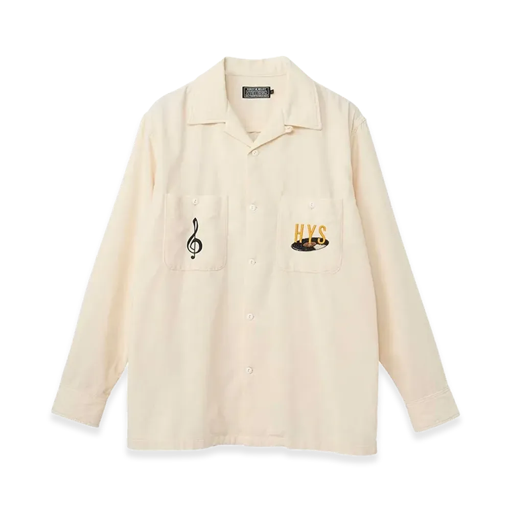HYSTERIC GLAMOUR BREAK IT UP Embroidered Open Collar Shirt "White"