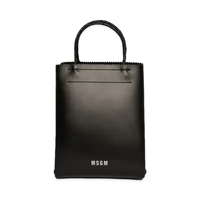 MSGM Matte Leather Small Tote Bag "Black"